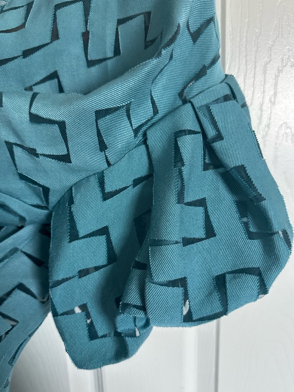Gracia Teal blue Geometric Short-Sleeve Button-Up Shirt Large - Picture 5 of 10